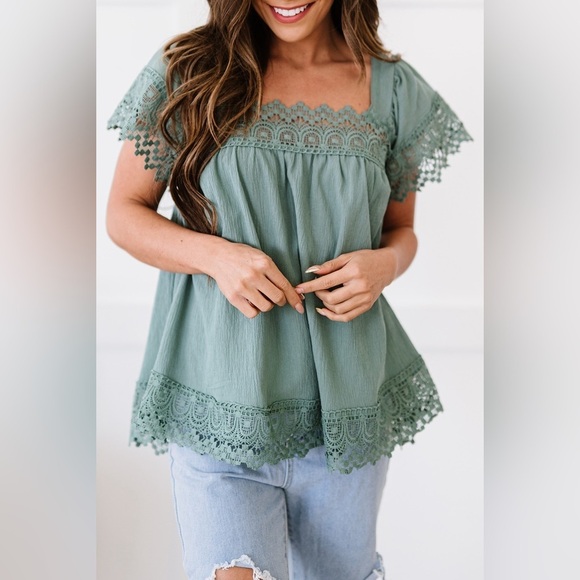 Summers Changing Lace Square Neck Blouse - Picture 1 of 3